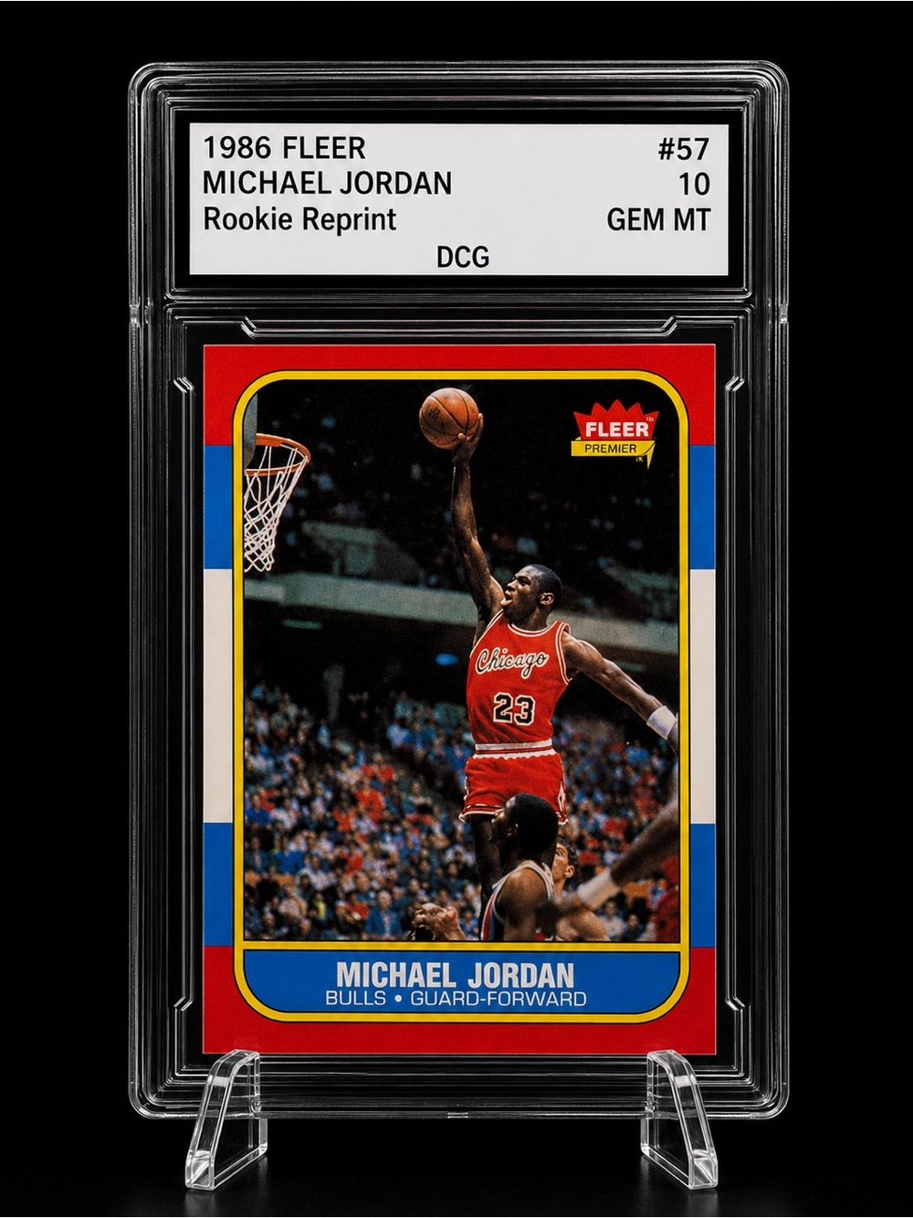 Fleer 1986 Michael Jordan Rookie Reprint Trading Card - Red Blue